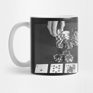 All in on a hand of Texas Holdem poker Mug